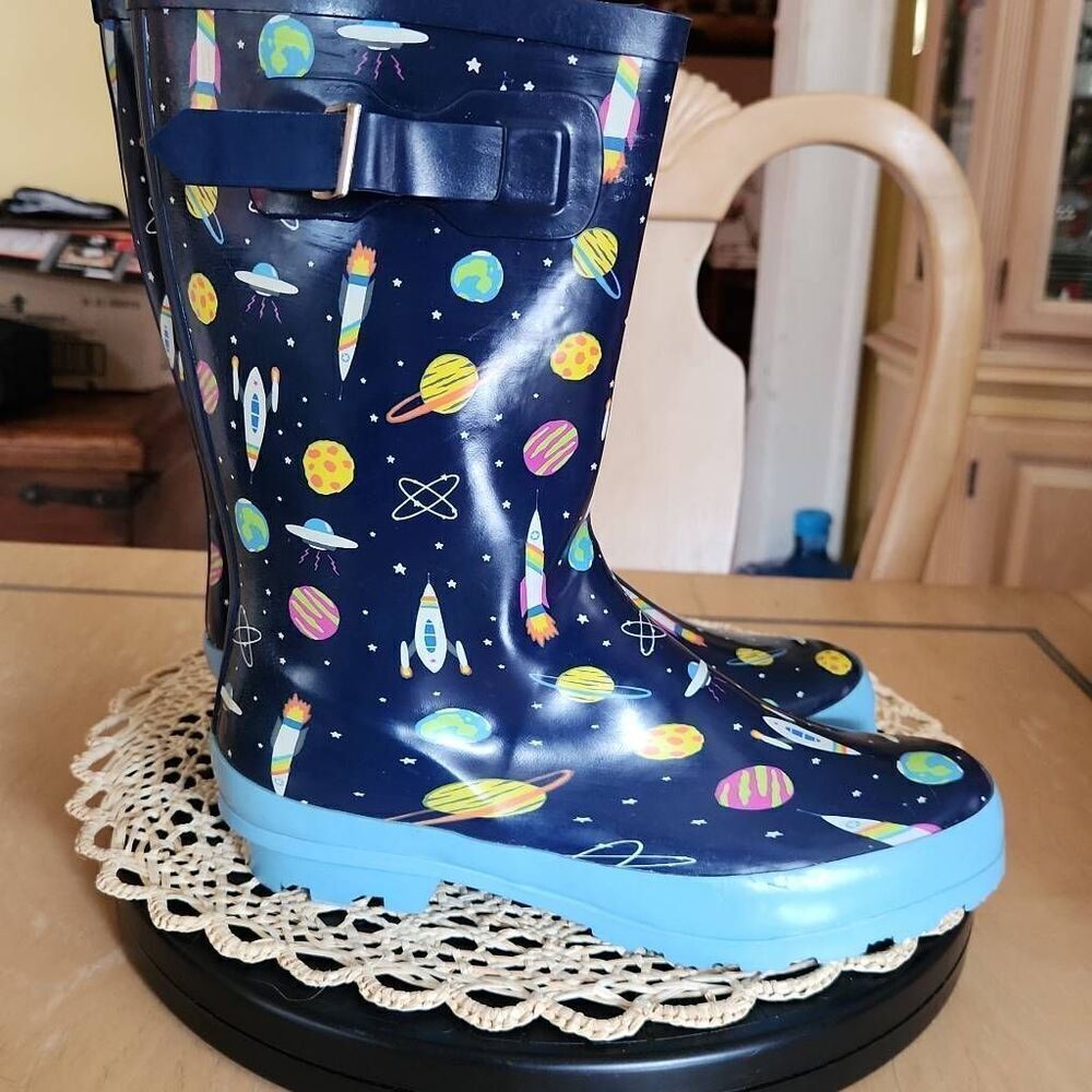 Aleader outerspace blue rainboots size 5